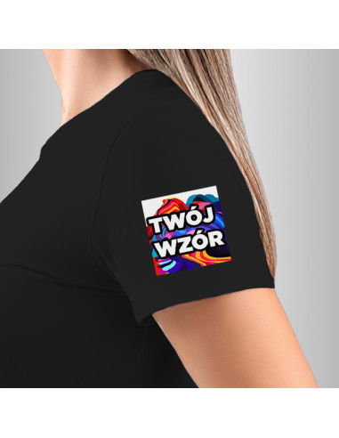 Koszulka Firmowa Damska Czarna T-shirt z Własnym Nadrukiem Standard