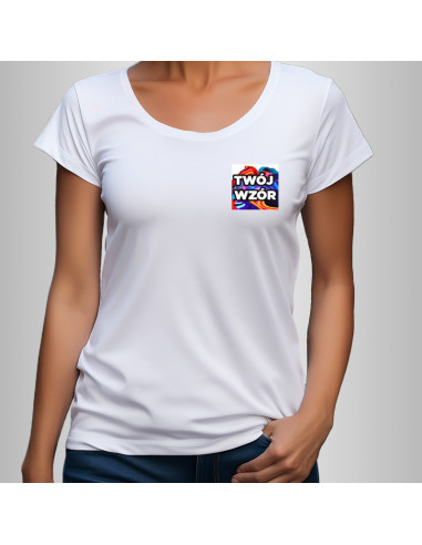 Koszulka Firmowa Damska Biała T-shirt z Własnym Nadrukiem Standard