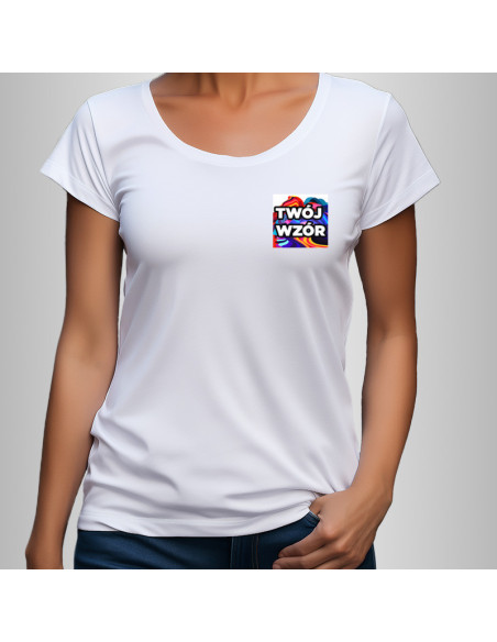 Koszulka Firmowa Damska Biała T-shirt z Własnym Nadrukiem Standard