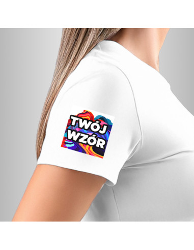 Koszulka Firmowa Damska Biała T-shirt z Własnym Nadrukiem Standard