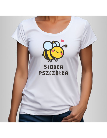 Koszulka Damska z Nadrukiem (185 g/m2) Słodka Pszczółka
