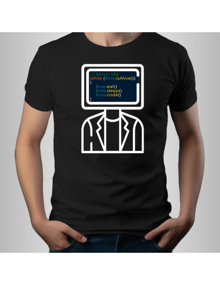 Koszulka Męska z Nadrukiem (185 g/m2) Eat Sleep Code