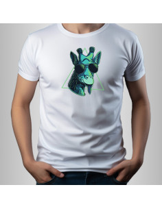 Koszulka Męska z Nadrukiem (185 g/m2) Cyber Żyrafa