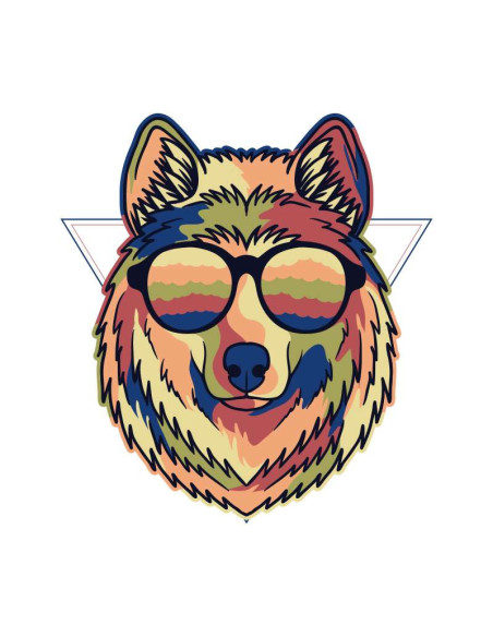 Koszulka Damska z Nadrukiem (185 g/m2) Kolorowy Wilk