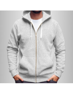 Bluza Męska Szara z Kapturem Rozpinana z Własnym Nadrukiem 2