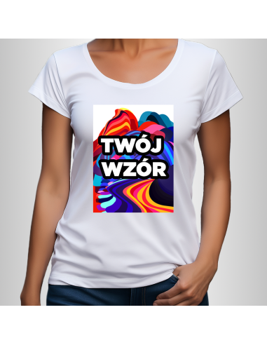 Koszulka Damska Biała T-shirt z Własnym Nadrukiem SuperCena