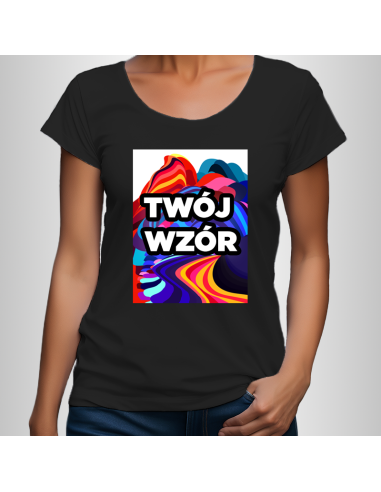 Koszulka Damska Czarna T-shirt z Własnym Nadrukiem Standard