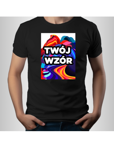 Koszulka Męska Czarna T-shirt z Własnym Nadrukiem SuperCena