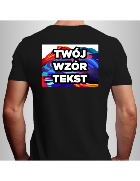 Koszulka Męska Czarna T-shirt z Własnym Nadrukiem SuperCena