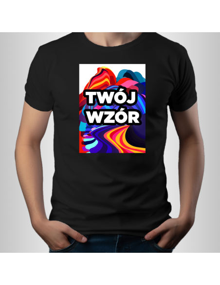 Koszulka Męska Czarna T-shirt z Własnym Nadrukiem Standard