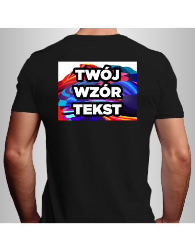 Koszulka Męska Czarna T-shirt z Własnym Nadrukiem Standard
