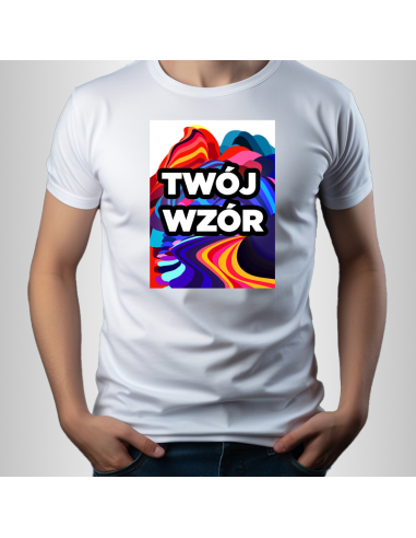Koszulka Męska Biała T-shirt z Własnym Nadrukiem Standard