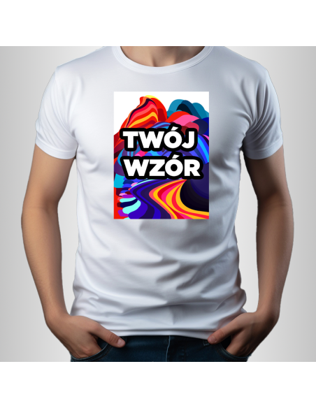 Koszulka Męska Biała T-shirt z Własnym Nadrukiem Standard