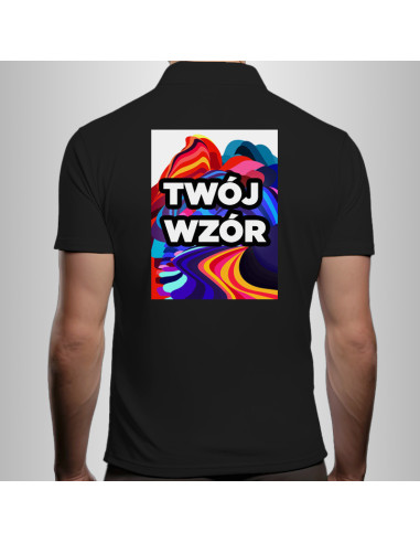 Koszulka Męska Czarna T-shirt Polo z Własnym Nadrukiem