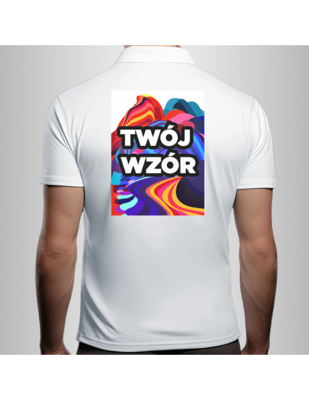 Koszulka Męska Biała T-shirt Polo z Własnym Nadrukiem