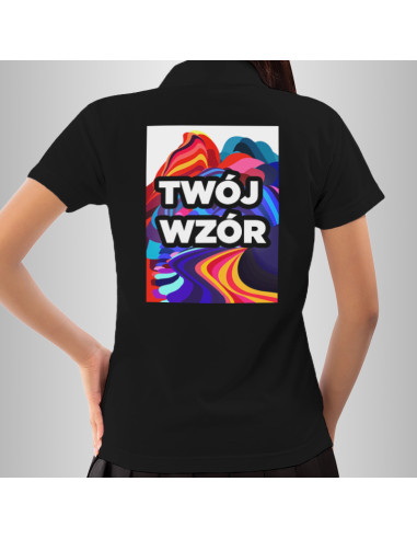 Koszulka Damska Czarna T-shirt Polo z Własnym Nadrukiem