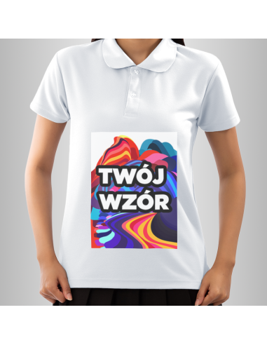 Koszulka Damska Biała T-shirt Polo z Własnym Nadrukiem