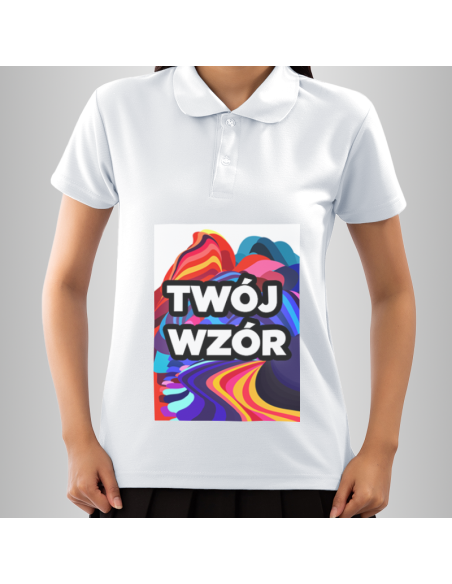 Koszulka Damska Biała T-shirt Polo z Własnym Nadrukiem