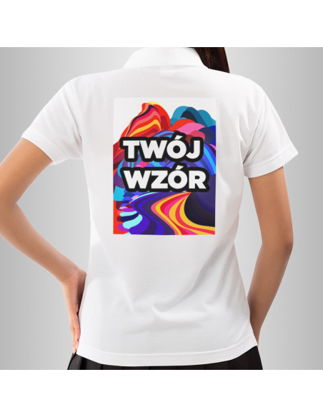 Koszulka Damska Biała T-shirt Polo z Własnym Nadrukiem