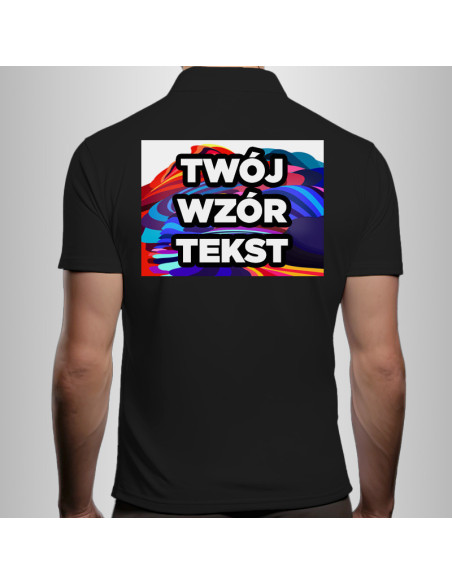 Koszulka Firmowa Męska Czarna T-shirt Polo z Własnym Nadrukiem
