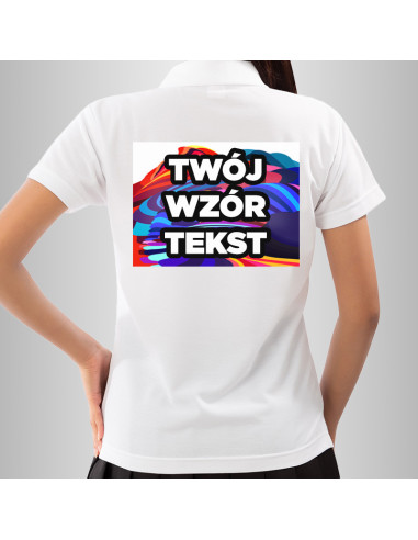 Koszulka Firmowa Damska Biała T-shirt Polo z Własnym Nadrukiem