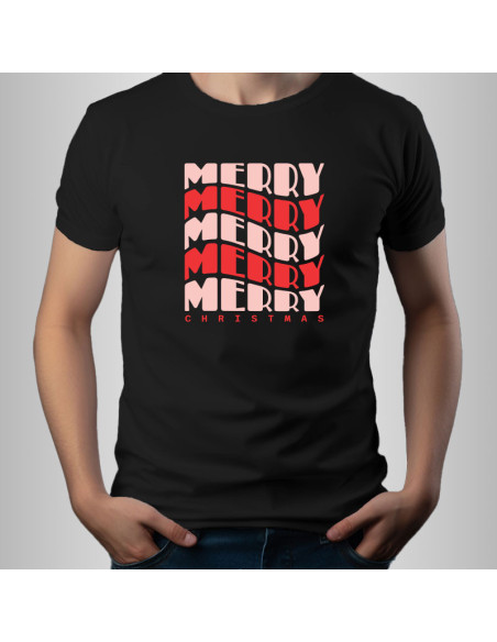 Koszulka świąteczna męska z napisem Merry Merry Christmas 185 g/m2