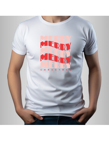 Koszulka świąteczna męska z napisem Merry Merry Christmas 185 g/m2