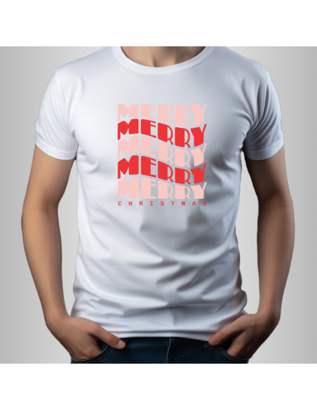 Koszulka świąteczna męska z napisem Merry Merry Christmas 185 g/m2