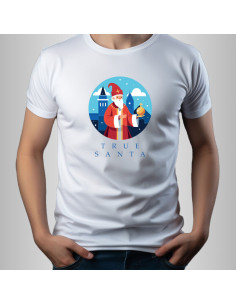 Koszulka świąteczna męska z Mikołajem True Santa 185 g/m2