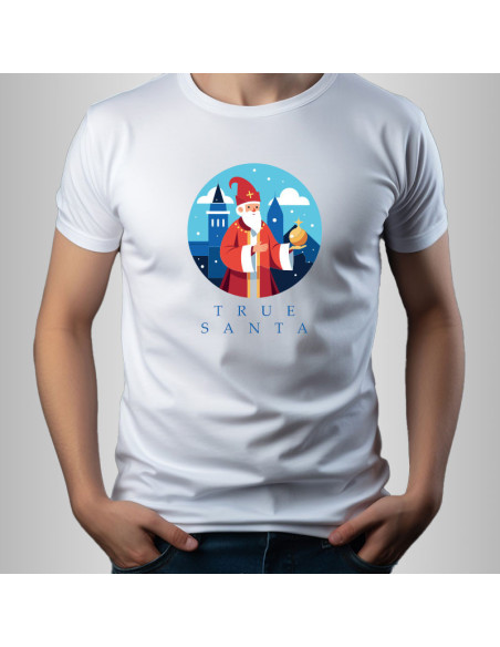 Koszulka świąteczna męska z Mikołajem True Santa 185 g/m2