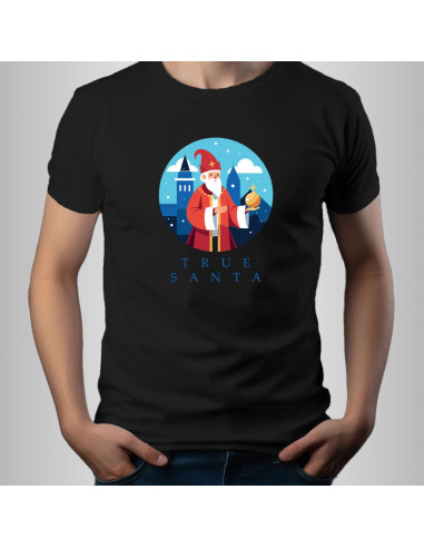 Koszulka świąteczna męska z Mikołajem True Santa 185 g/m2