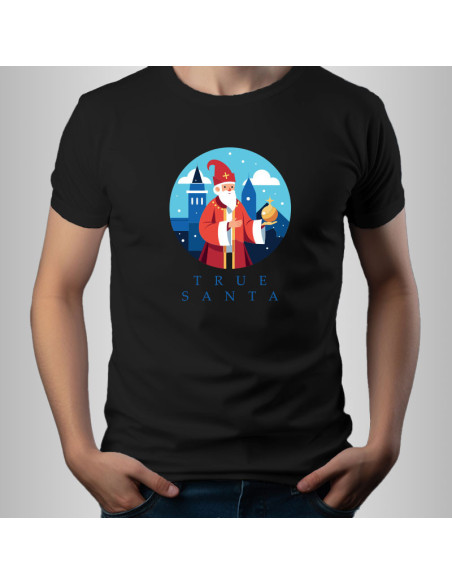Koszulka świąteczna męska z Mikołajem True Santa 185 g/m2