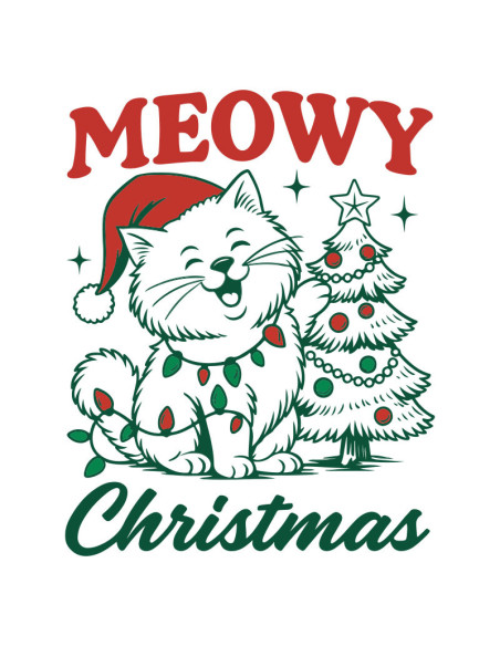 Koszulka Męska z Nadrukiem (185 g/m2) Meowy Christmas