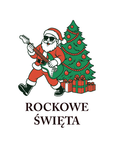 Koszulka świąteczna męska z Mikołajem Rockowe Święta