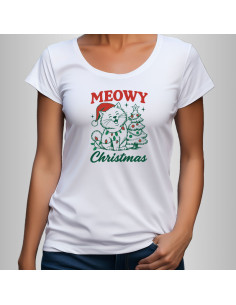 Koszulka świąteczna damska z kotem Meowy Christmas