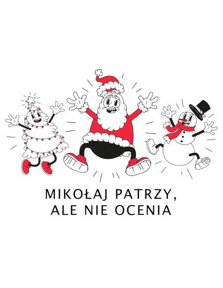 Koszulka świąteczna damska z Mikołajem Mikołaj Patrzy, Ale Nie Ocenia