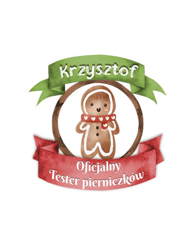 Koszulka Męska z Nadrukiem (185 g/m2) Krzysztof Oficialny Tester Pierniczków