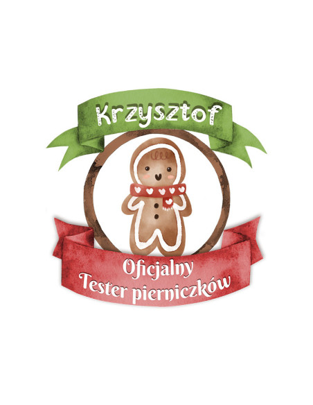 Koszulka Męska z Nadrukiem (185 g/m2) Krzysztof Oficialny Tester Pierniczków