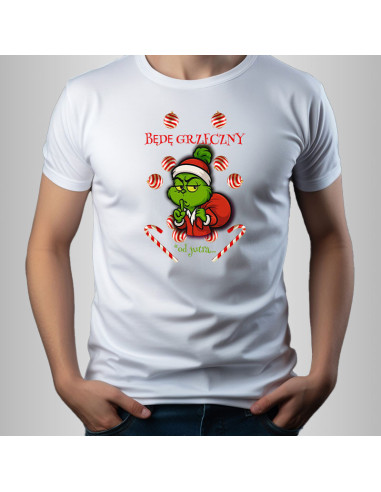Koszulka Męska z Nadrukiem (185 g/m2) Będę grzeczny
