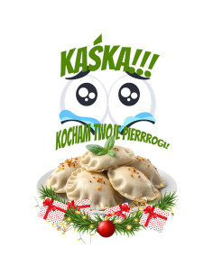 Koszulka świąteczna damska z nadrukiem Kocham Twoje pierogi 2