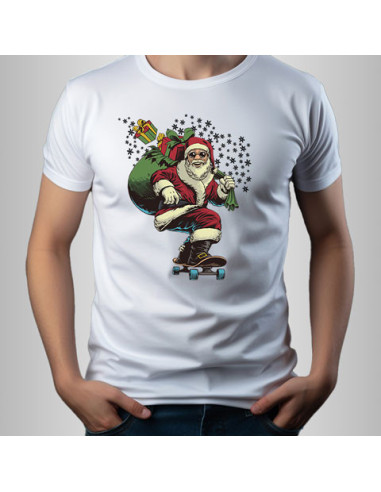 Koszulka Męska z Nadrukiem (185 g/m2) Skate Santa