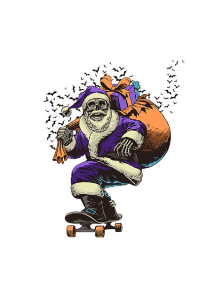 Koszulka świąteczna damska z nadrukiem z Mikołajem Skate Skull