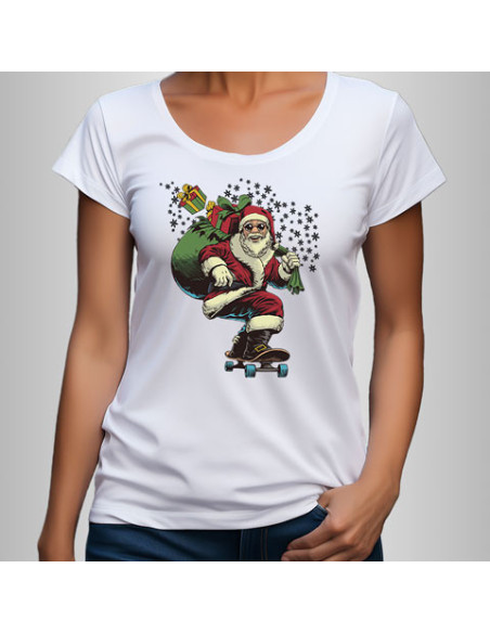 Koszulka Damska z Nadrukiem (185 g/m2) Skate Santa