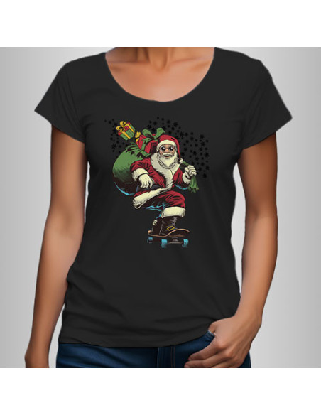 Koszulka Damska z Nadrukiem (185 g/m2) Skate Santa