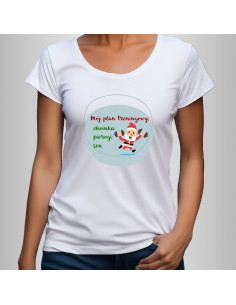 Koszulka Damska z Nadrukiem (185 g/m2) Mój Plan Treningowy: Choinka, Pierogi, Sen