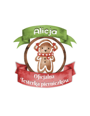 Koszulka Damska z Nadrukiem (185 g/m2) Alicja Oficialna Testerka Pierniczków