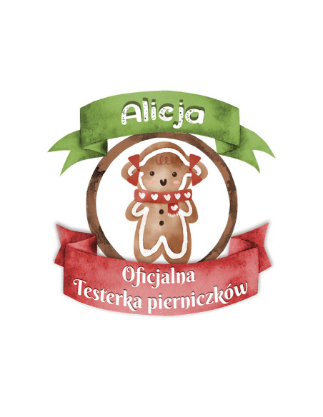 Koszulka Damska z Nadrukiem (185 g/m2) Alicja Oficialna Testerka Pierniczków