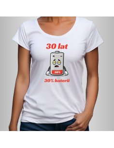 Koszulka Damska z Nadrukiem (185 g/m2) 30 Lat 30% Baterii