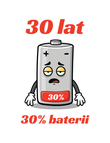 Koszulka Damska z Nadrukiem (185 g/m2) 30 Lat 30% Baterii