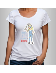 Koszulka Damska z Nadrukiem (185 g/m2) Mam 40 lat, ale działam jak nówka